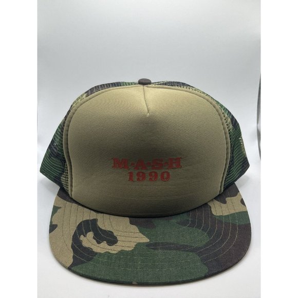 Vintage Mash 1990 Camo Snapback Hat Sportscap Brand Made In Taiwan - Picture 1 of 7